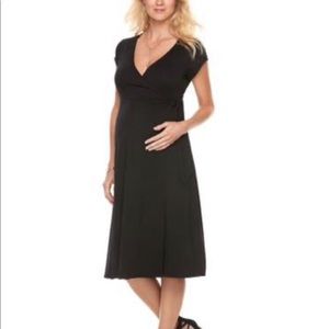 (a:glow) Black Maternity Wrap Dress (Medium)